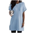 thumbnail image 1 of Mode Femmes Décontracté Imprimé Boutonné Manches 3/4 Plissé Col en V T-shirts Blouses, 1 of 7