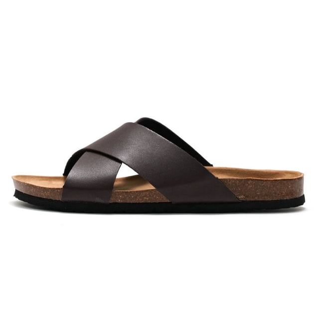 Sandales en Liège pour Hommes à Brides Croisées, Claquettes de Plage Confortables