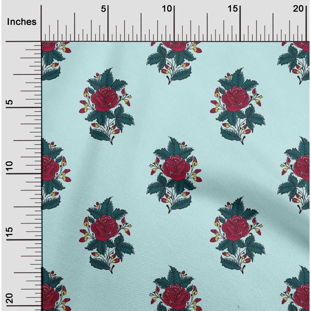 oneOone Tissu Polyester Lycra Imprimé Feuilles & Floral pour Couture BTY 56 Pouces de Large
