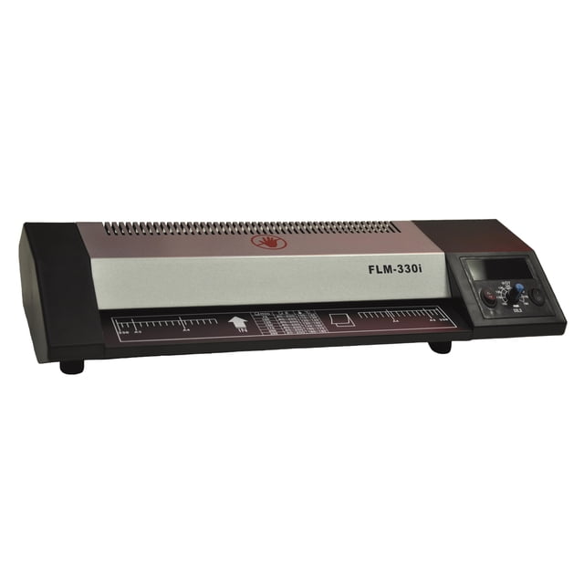 New 13" Pouch Laminating Machine with a compact, desktop-friendly design. Features include hot and cold lamination, adjustable temperature settings, and a reverse function to clear jams. Built with 4 large rollers, metal gears, and a steel shell for durability. Maximum laminating width of 13 inches and supports up to 10mil laminate thickness. Ideal for printing shops, graphics studios, and professional offices.