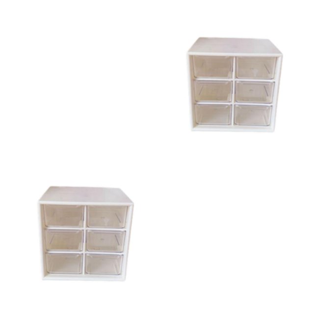 Decodeary Plastic Jiugongge Storage Drawer - Meticulous Workmanship And Fashionable Multi Grid Storage Off white Six Palaces Grid 2Set