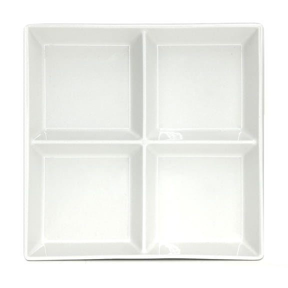 Hometrends Divided Serving Dish 10 in, White Porcelain