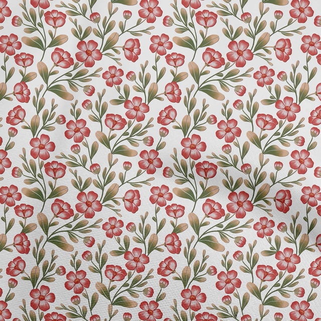 oneOone Silk Tabby Red Fabric Floral Craft Projects Decor Fabric Printed By The Yard 42 Inch Wide