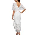 thumbnail image 3 of UPPADA Robe de Soirée pour Femmes à Paillettes avec Franges et Pampilles, Robe Fluide en Mousseline, Encolure Carrée, Robe Ajustée, Robes d'Invitée de Mariage, Froncée, Extensible, Fente Latérale Irrégulière, Robe, Liquidation, 3 of 7