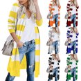 thumbnail image 1 of REDHOTYPE New Knitwear Contrast Stripe Long Cardigan Ladies Sweater Warm Jacket, 1 of 3