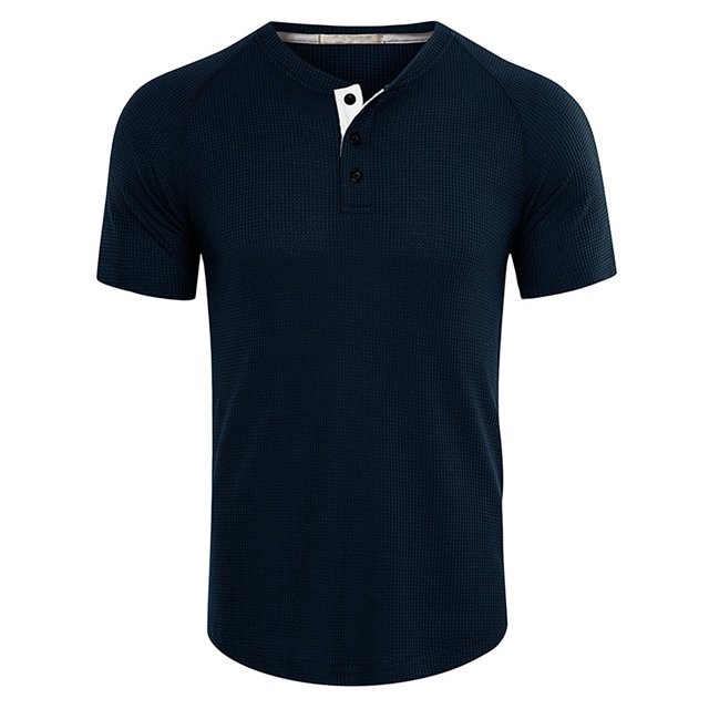 EGNMCR Men's Plus Size Shirts Solid Color Short Sleeve T-Shirts Button-Up Shirts