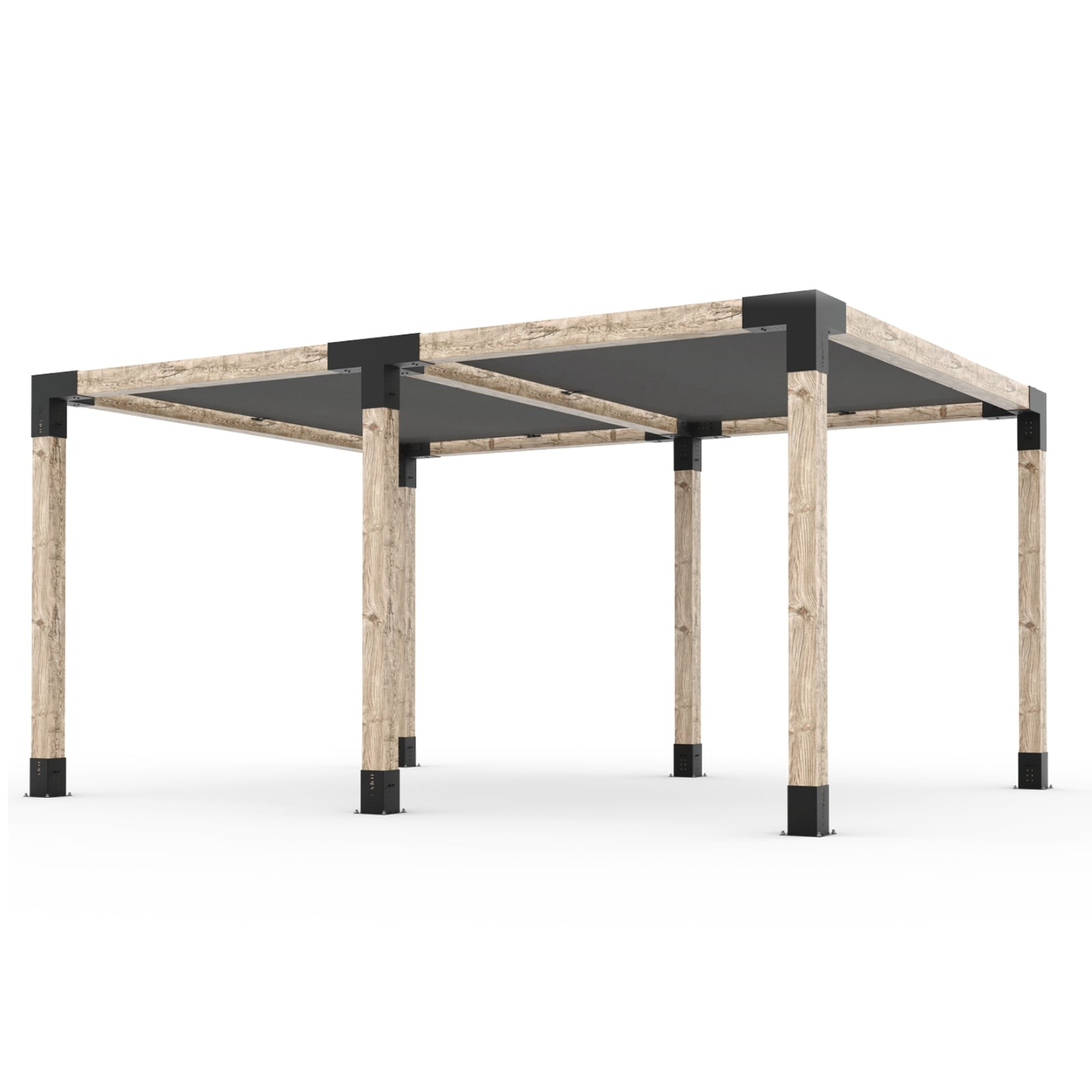 Kit Toja 12' x 22' Double Pergola avec 2 voiles d’ombre pour poteaux en bois 6x6