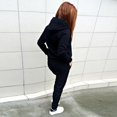 thumbnail image 3 of Femmes 2PCS Ensemble Long Dessin Sangles Slim-Fit Sweatshirt et Pantalon de Survêtement Ensemble, 3 of 5
