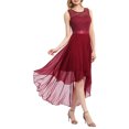 thumbnail image 1 of Kmbangi Robe Trapèze de Soirée pour Femme, Dentelle Patchwork, Grande Ampleur, Robe en Mousseline, Été, Col Rond, Sans Manches, Ourlet Irrégulier, 1 of 5