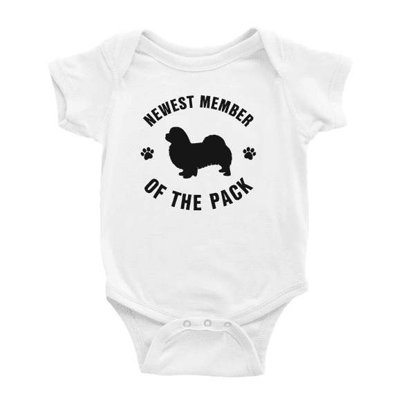 Nouveau Membre de la Meute Grenouillère Mignonne pour Bébé Garçon Fille avec Épagneul Tibétain