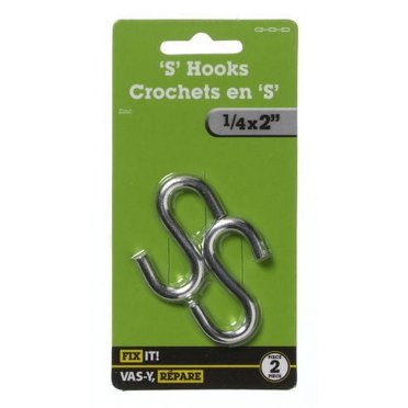 1/4x2" S Hook 2 Pieces