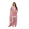 thumbnail image 1 of Custom Made Punjabi Wedding Wear Ready-made Collection Vichitra Silk Patiala Suit For Women, 1 of 5