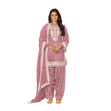 Custom Made Punjabi Wedding Wear Ready-made Collection Vichitra Silk Patiala Suit For Women