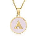 thumbnail image 1 of Colliers, Collier Lettre Coquille Mignonne pour Filles, Pendentifs Pièce pour Filles en Acier Inoxydable Colliers Initiale pour Femmes Bijoux Rond, 1 of 7