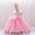 thumbnail image 2 of WEAIXIMIUNG Robes Florales Courtes pour Adolescentes, Robe de Fête Sans Manches, Couleur Unie, Robe de Fête d'Anniversaire avec Bandeau, 2 of 4