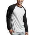 thumbnail image 4 of SLM Men's Long Sleeve Cotton Baseball Raglan Tee Shirt Jersey -White/Black-3XL, 4 of 4
