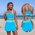 thumbnail image 4 of BiZtdJrK Women's High Waisted Tankini Set Color Block Tank Tops with Swim Skirt Two Piece Bathing Suits Tummy Control Sport Swimsuit Blue M, 4 of 9