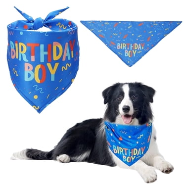 Dog Birthday Bandana, Dog Puppy Birthday Party Triangle Scarf, Dog Happy Birthday Bandana Pet Birthday Party Supplies (Blue)