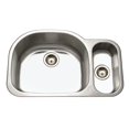 thumbnail image 2 of Houzer Medallion Designer Stainless Steel Kitchen Sink - 32 Inch Undermount 80/20 Double Small Bowl Kitchen Sink with Strainer & Colander, Durable, Essential for Home & Apartment - MG-3209SR-1, 2 of 4