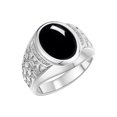 thumbnail image 2 of RYLOS Men's Rings 14K White Gold Nugget Ring with Cabochon Gemstone & Diamonds Cabochon Onyx Rings For Men Size 9, 2 of 7