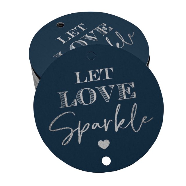Inkdotpot Real Silver Foil Let Love Sparkle Wedding Tags Favor Hang Paper Tags 50 Pieces