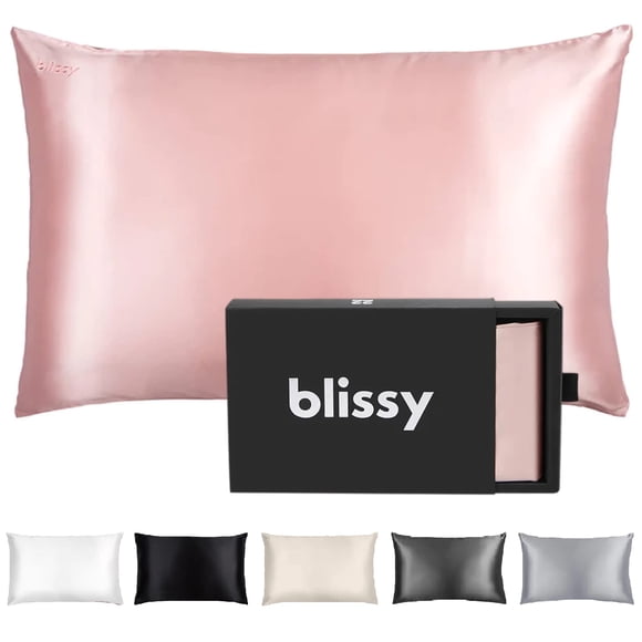 Blissy Silk Pillowcase - 100% Pure Mulberry Silk - 22 Momme 6A High-Grade Fibers - Satin Pillow Cover For Hair & Skin - Regular, Queen & King With Hidden Zipper
