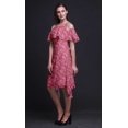 thumbnail image 4 of Bimba Pink Bird Printed Womens Cold Shoulder Tunic Party Round Neck Shift Dress - X-Large, 4 of 6