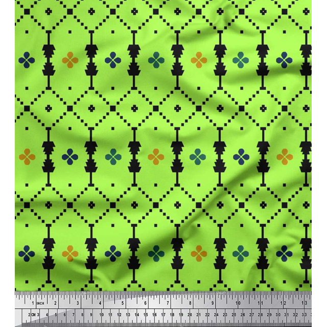 Soimoi polyester Crepe Fabric Jaal Jamdani Decor Fabric Printed Yard 52 Inch Wide