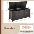 thumbnail image 3 of Costway Coffre de Terrasse en Rotin de 85 Gallons avec Doublure Imperméable, Roues Universelles et Vérin à Gaz, Brun, 3 of 10