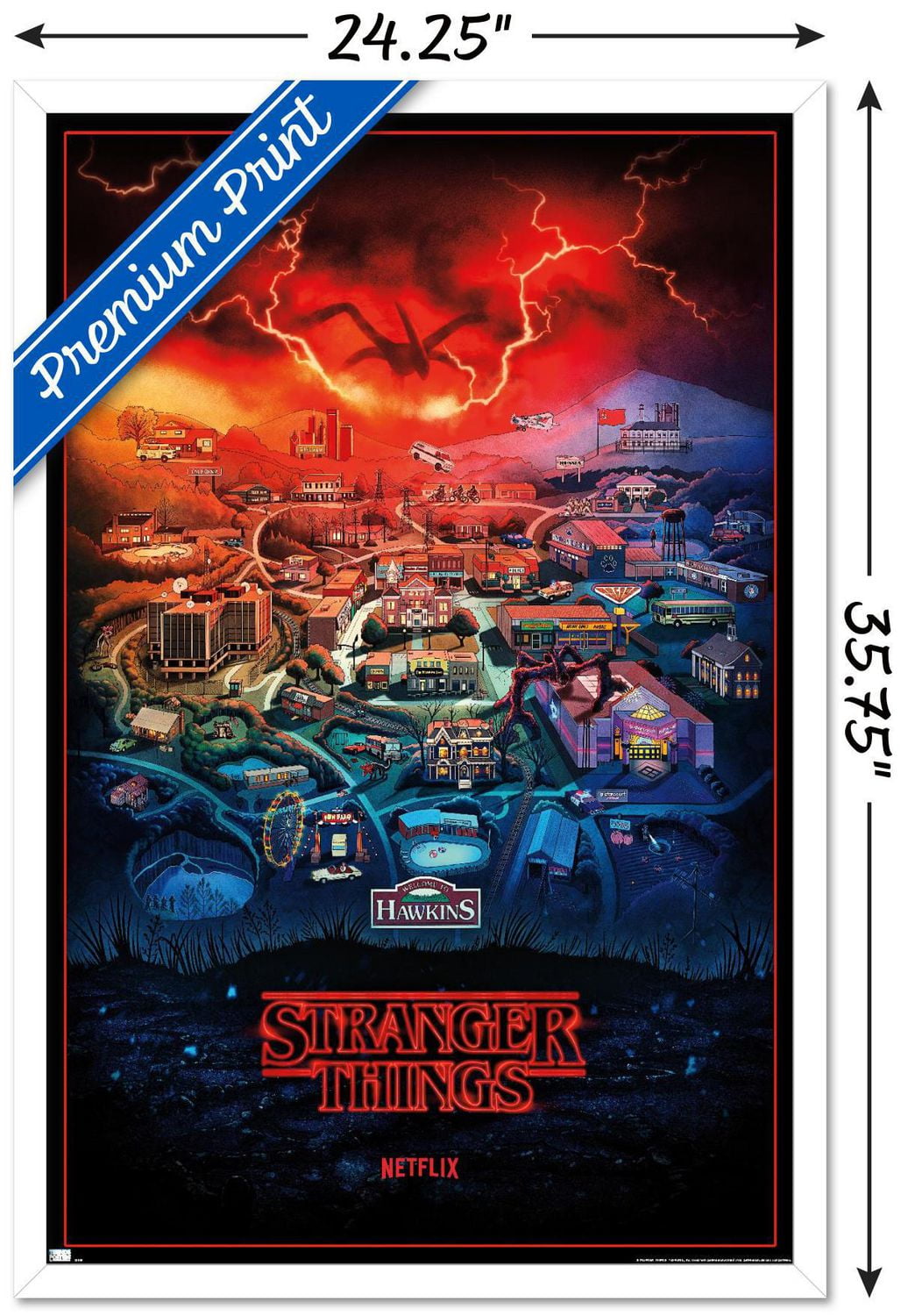Netflix Stranger Things: Season 4 - Hawkins, Indiana Wall Poster, 22.375" x 34" Framed