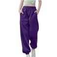 thumbnail image 4 of PMVFHDE Kids Pants Medium And Large Children Casual Girls Solid Color Drawstring Sweatpants,Purple,9-10 Years, 4 of 6