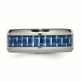 thumbnail image 3 of Titanium Polished Blue/White Carbon Fiber Inlay Ring 11 Size, 3 of 6