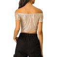 thumbnail image 3 of INSPIRE CHIC Women's Metallic Shiny Party Off Shoulder Crop Top, 3 of 6
