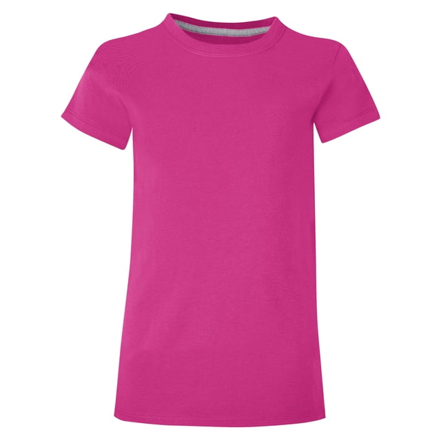 Hanes Girls Essential Tee 2-Pack, L, Amaranth