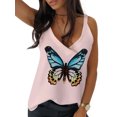 thumbnail image 1 of DYMADE Women V Neck Sleeveless Floral Butterfly Print Vest Top, 1 of 2