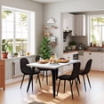 thumbnail image 3 of Homy Casa 63 inch Modern Dining Set, Dining Table with 4 Chairs, Beige Fabric, 3 of 10