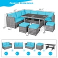 thumbnail image 4 of Costway 7 PCS Patio Rattan Dining Set Sectional Sofa Couch Ottoman Garden  Turquoise, 4 of 10