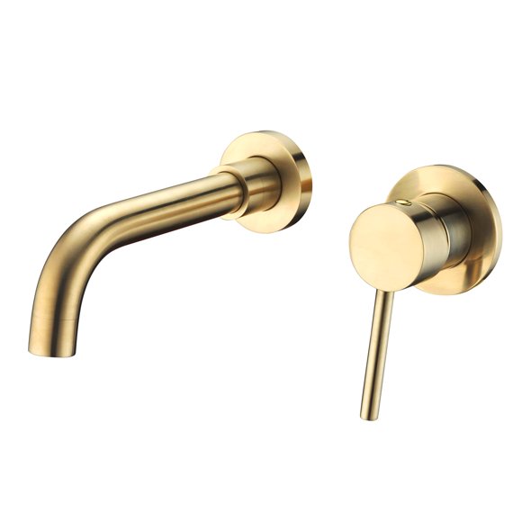 Sumerain Wall Mount Bathroom Faucet Brushed Gold,Single Handle with Brass Rough-in Valve
