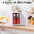 thumbnail image 2 of 4L/6Can Mini Fridge，Portable Skincare Refrigerator, Small Cooler, Retro Design, Wave Patterns, 2 of 6