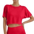 thumbnail image 2 of Hauts Courts pour Filles T-Shirt à Manches Courtes Filles Hauts d'Été Col Ajusté Hauts Coupe Ajustée T-Shirt Basique, 2 of 4