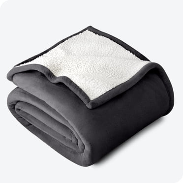 Bare Home Plush Sherpa Bed Blanket - Fluffy & Soft - Reversible - Lightweight - Twin/Twin XL, Forged Iron Gray