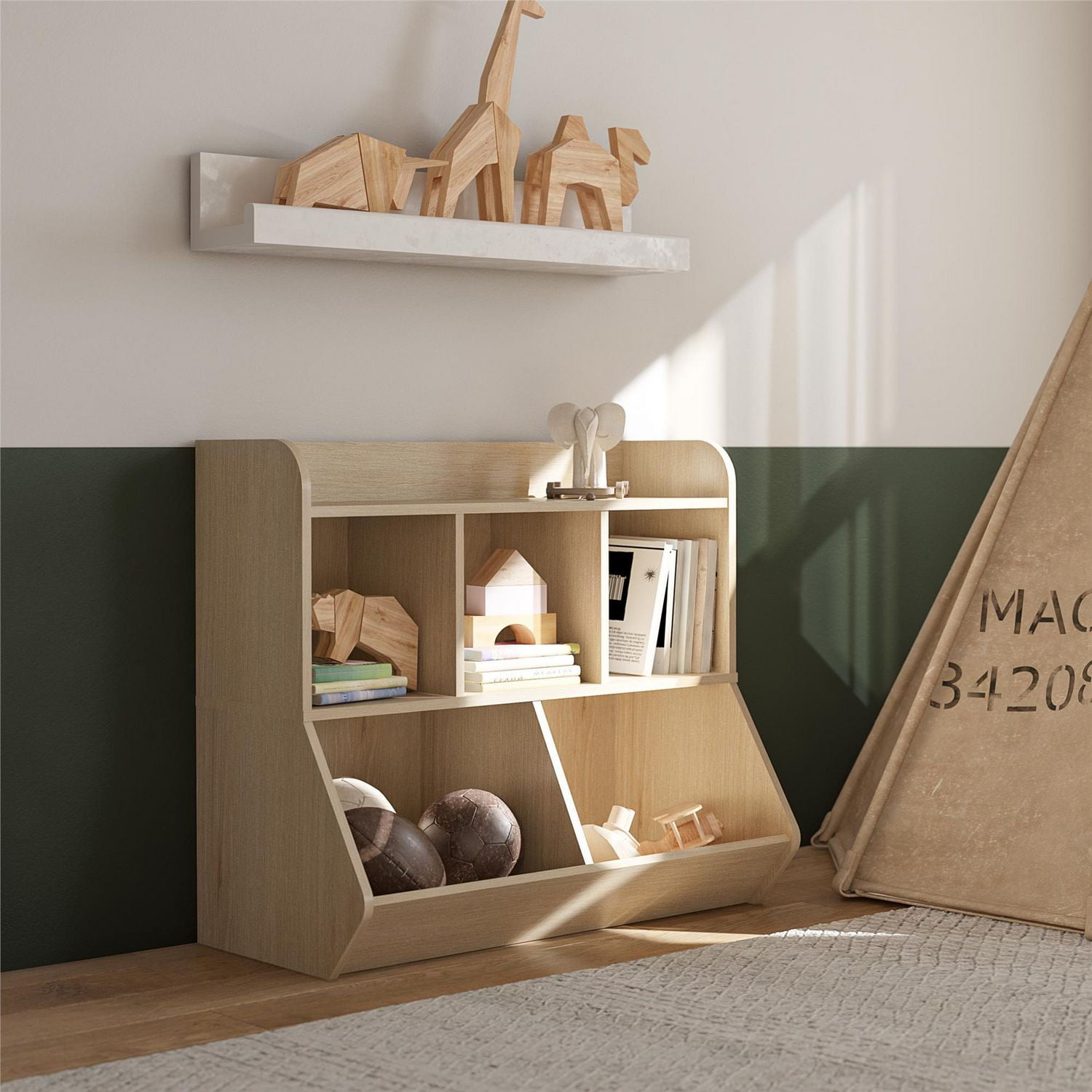 Ameriwood Home Tyler Kids Toy Storage Bookcase, Dove Gray