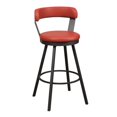 thumbnail image 3 of Lexicon Appert Chaise Pivotante en Métal Hauteur Pub en Argent Moucheté/rouge (Ensemble de 2), 3 of 8