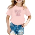 thumbnail image 1 of Sunnyoo T-Shirt pour Petite Fille à Imprimé Nœud, Manches Courtes, Col Ras du Cou, T-Shirt Décontracté à Motif, 1 of 6