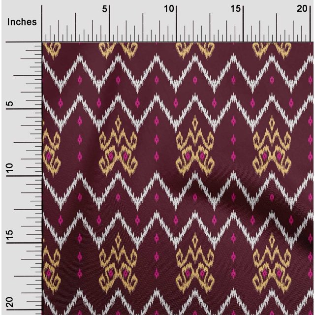 oneOone Cotton Poplin Fabric Paisley & Chevron Ikat Print Fabric By Yard 56 Inch Wide