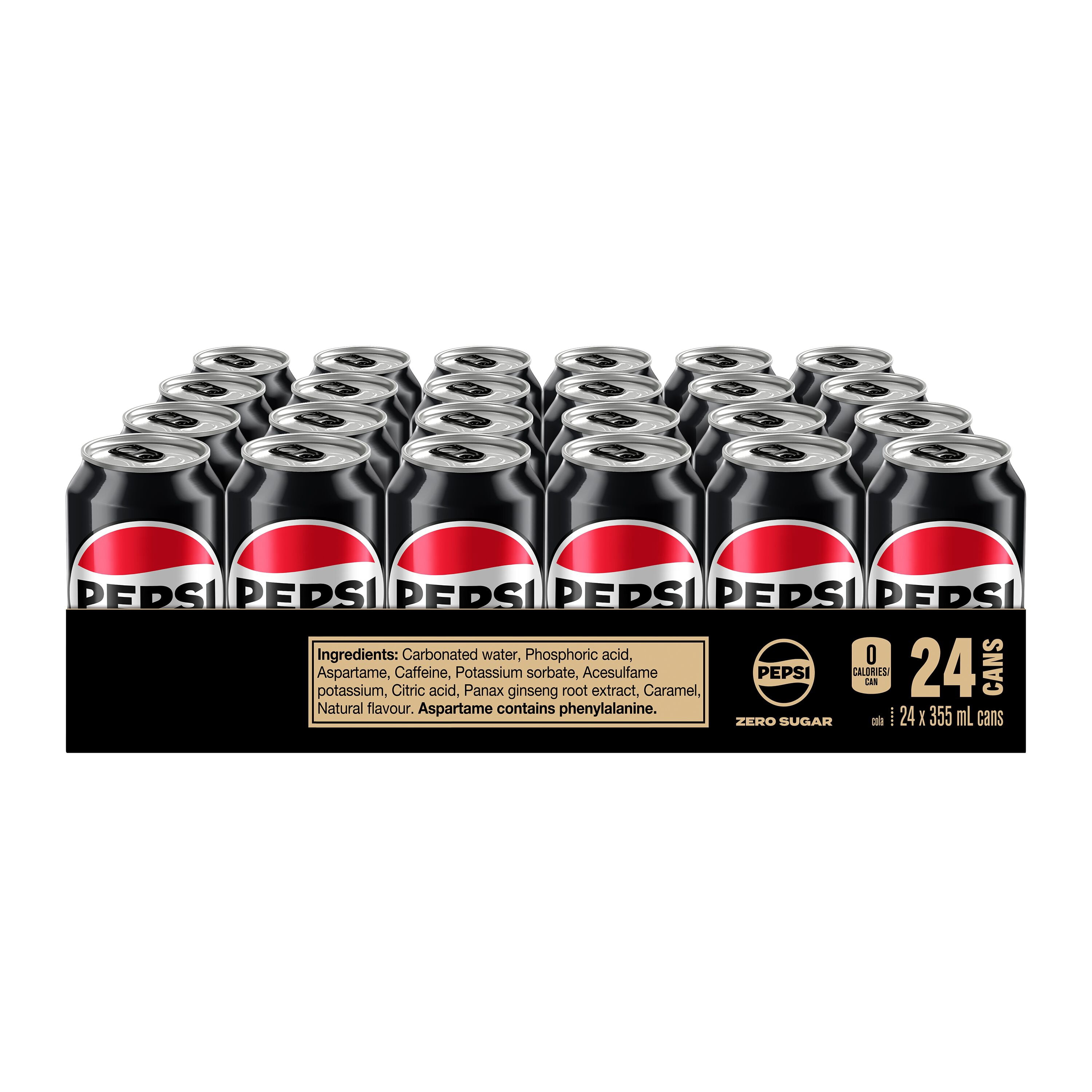 Pepsi Zero Sugar Cola 24 x 355 mL, Cans