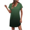 thumbnail image 1 of LOVZFMLL Robes d'Été pour Femmes T-Shirt Décontracté Ample Robe Droite Col en V Manches Courtes Basique Tenues Quotidiennes Vert B L, 1 of 5