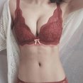 thumbnail image 3 of Birdeem Fashion Women Solid Color Steel Rings Lace Bowcotton Pad Gathering Daily Bra, 3 of 3