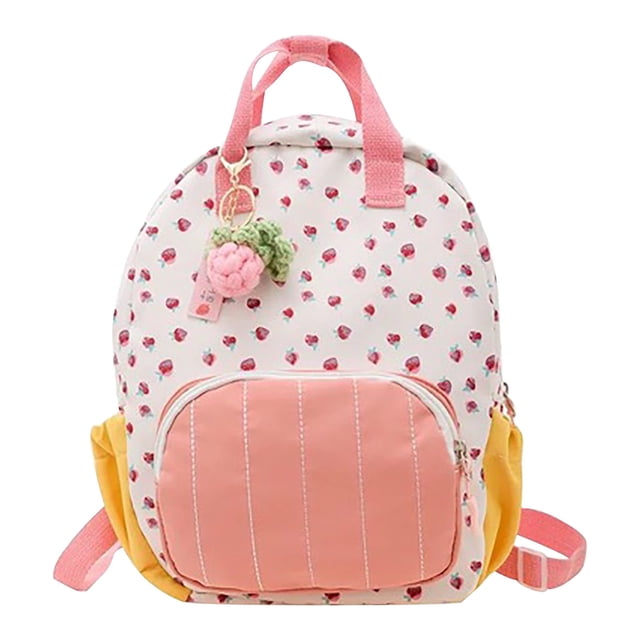 Meitianfacai Children's Bag Baby Strawberry Print Backpack Schoolbag