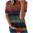 thumbnail image 1 of SMihono Hauts pour Femmes Été Décontracté Mode Confortable Col Rond Manches Courtes Imprimé Blouse T-shirt Oversize pour Femmes 2023, 1 of 5